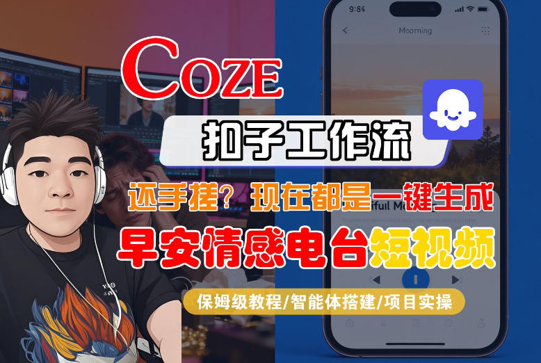 【Coze工作流搭建实操教程】【coze】早安情感电台日签视频还在手动做？用扣子工作流自动生成，省时90%_02271555