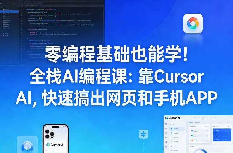 零编程基础也能学！全栈AI编程课：靠Cursor AI，快速搞出网页和手机APP_02132228