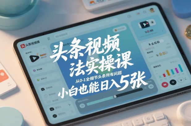 头条视频玩法实操课，从0-1全细节头条所有问题，小白也能日入5张_02021449