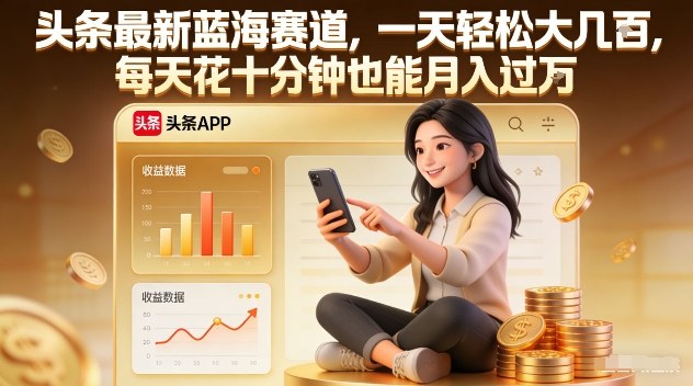 头条最新蓝海赛道，一天轻松大几张，每天花十分钟也能月入过1W【揭秘】_02020936
