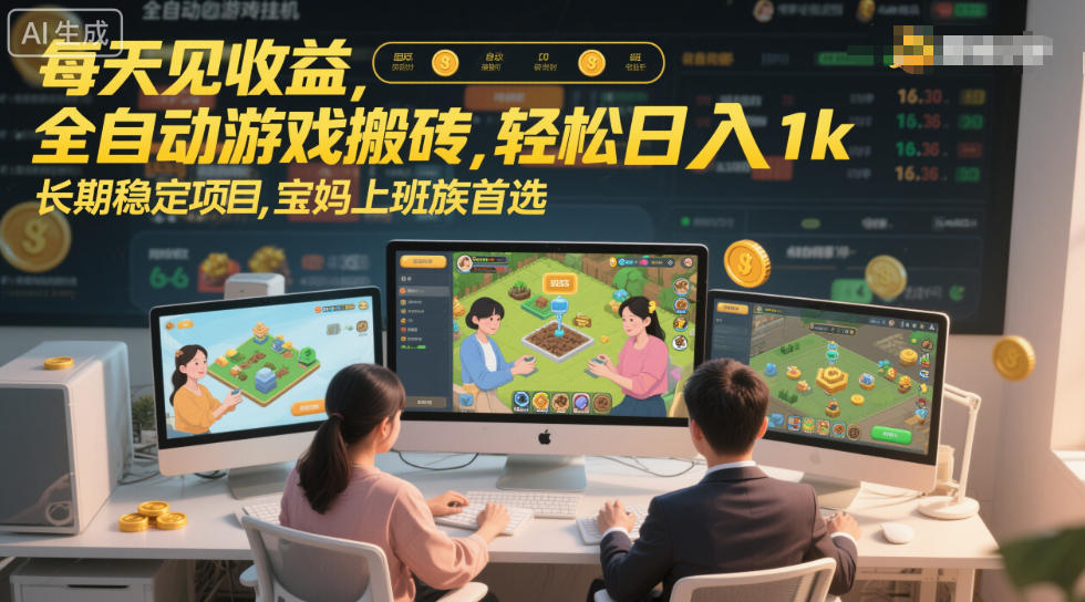 每天见收益，全自动游戏搬砖，轻松日入1k，长期稳定项目，宝妈上班族首选【揭秘】_02020852