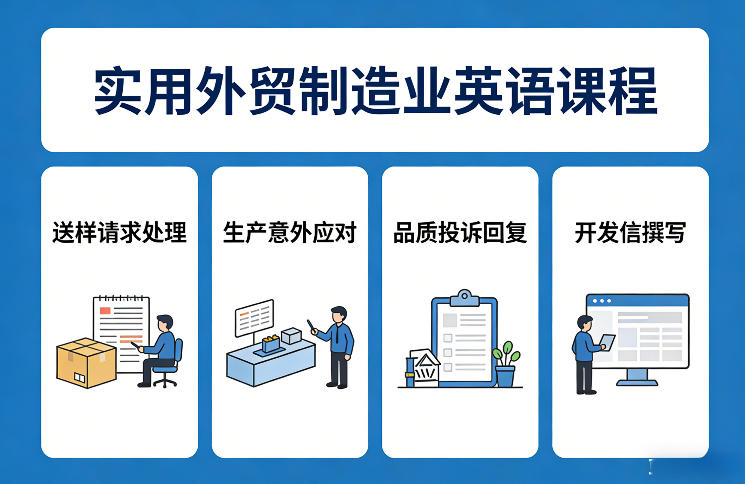 实用外贸制造业英语课程，教你专业处理送样请求、应对生产意外、回复品质投诉、撰写开发信等_03050906