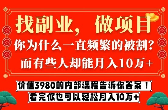 价值3980的网创内部课程，告诉你互联网创业月入10个W的秘密【揭秘】_02021455