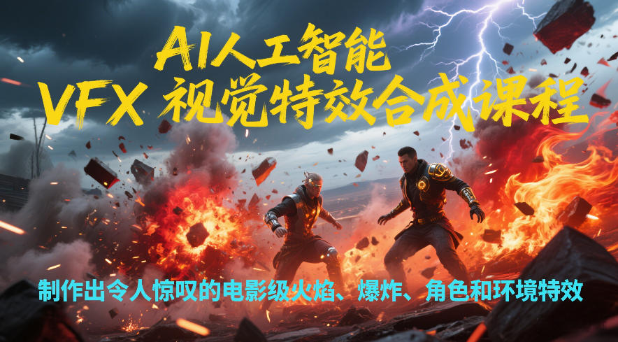 AI人工智能VFX视觉特效合成课程，制作出令人惊叹的电影级火焰、爆炸、角色和环境特效_02021441