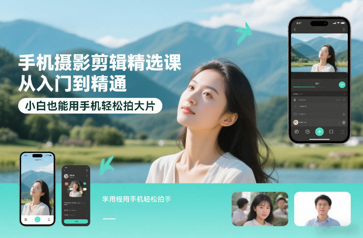 手机摄影剪辑精选课，从入门到精通，小白也能用手机轻松拍大片_02020855