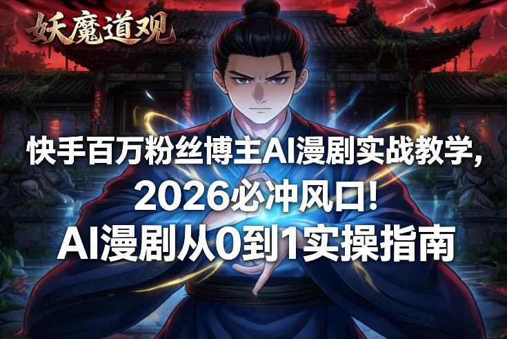快手百万粉丝博主AI漫剧实战教学，2026必冲风口！AI漫剧从0到1实操指南_02011105