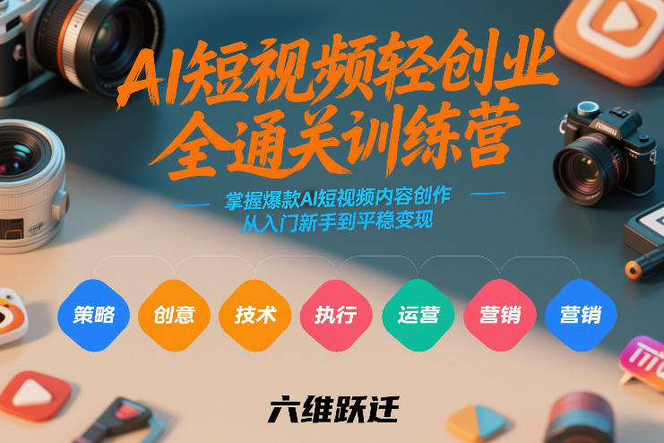 AI短视频轻创业全通关训练营，掌握爆款AI短视频内容创作，从入门新手到平稳变现的六维跃迁_02051453