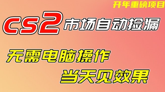 CS2市场自动捡漏项目，无需电脑操作，无需进入游戏，当天见效果，支持任何形式验证【揭秘】_02020936