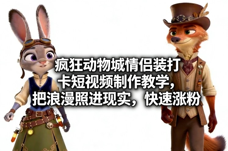 疯狂动物城情侣装打卡短视频制作教学，把浪漫照进现实，快速涨粉_02090906