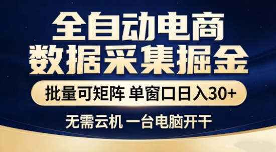 独家电商数据全自动采集项目，批量可矩阵，单窗口轻松日入3张+【揭秘】_03061742