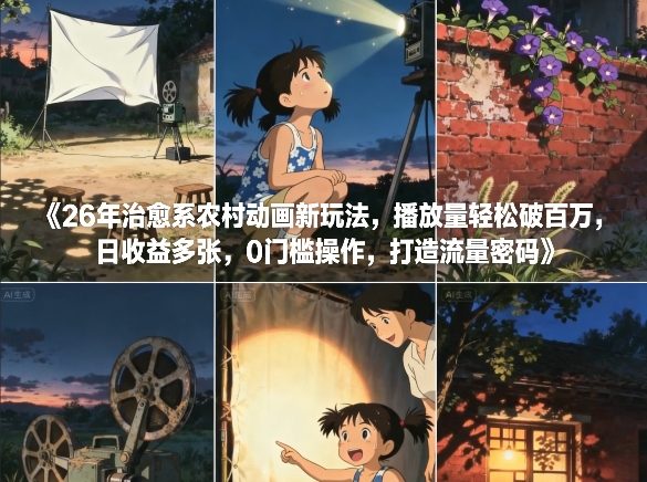 26年治愈系农村动画新玩法，播放量轻松破百万，日收益多张，0门槛操作，打造流量密码_02021453