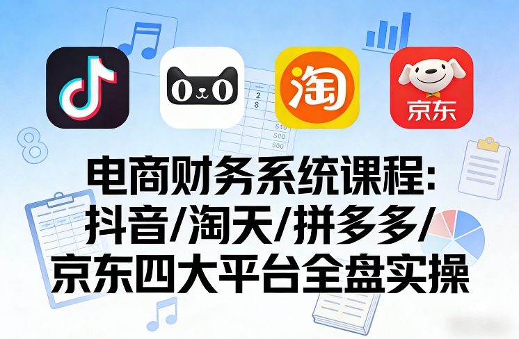 电商财务系统课程，覆盖抖音、淘天、拼多多、京东四大主流平台的全盘实操_02131931
