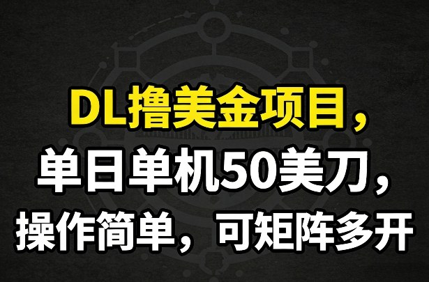 DL撸美金项目，单日单机50美刀，操作简单，可矩阵多开_02200921