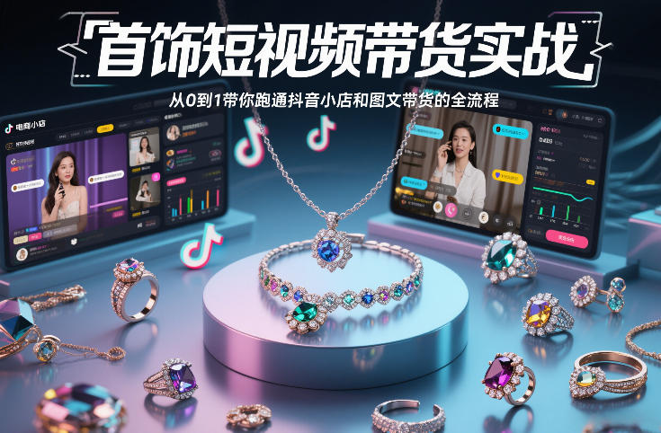 首饰短视频带货实战，从0到1带你跑通抖音小店和图文带货的全流程_02021452