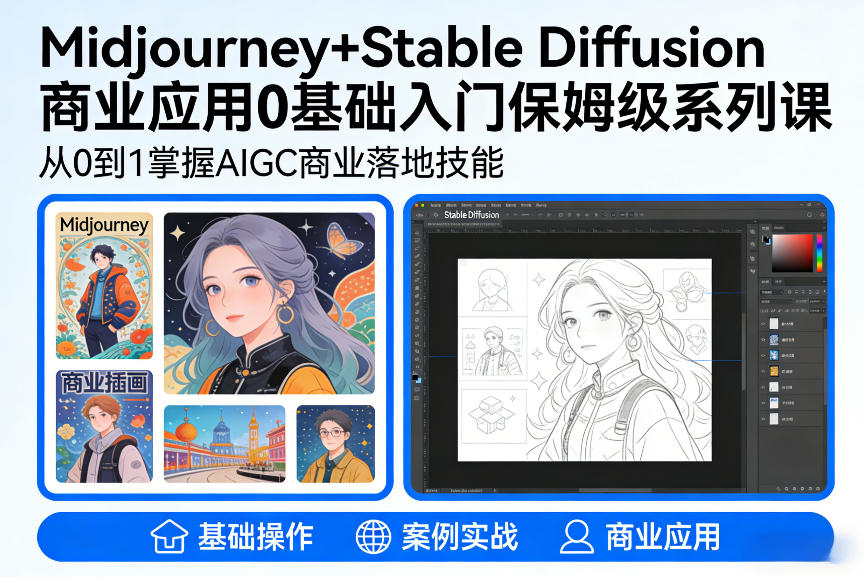 AIGC商业应用Midjourney+Stable Diffusion教程，0基础入门保姆级系列课_02041158