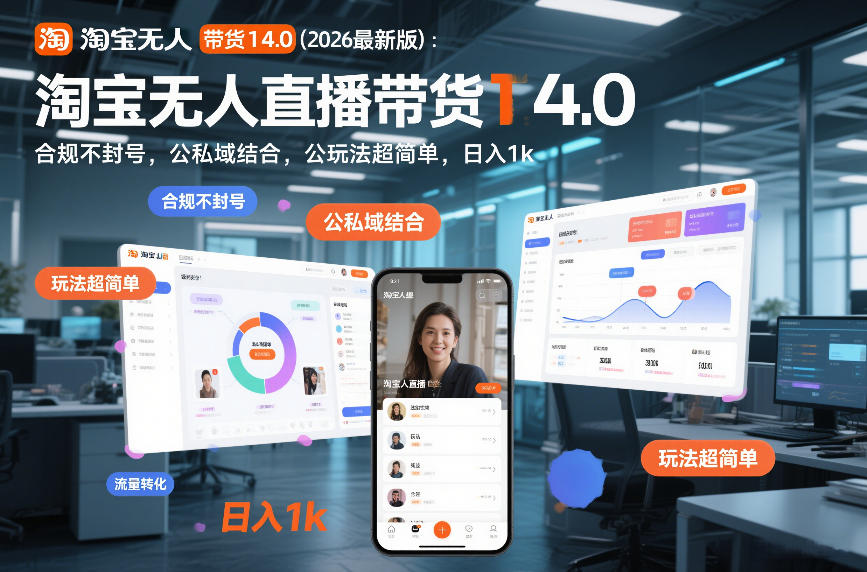 淘宝无人直播带货14.0（2026最新版）：合规不封号，公私域结合，玩法超简单，日入1k+【揭秘】_02021454