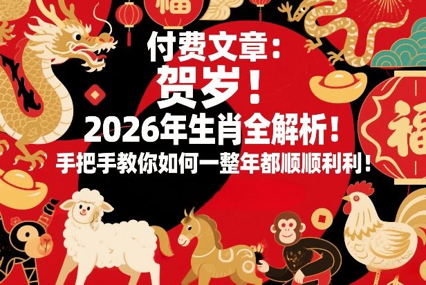 付费文章：贺岁！2026年生肖全解析！手把手教你如何一整年都顺顺利利！_02240850