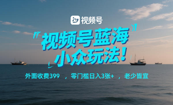 视频号蓝海小众玩法！外面收费399，零门槛日入3张+，老少皆宜_02022041