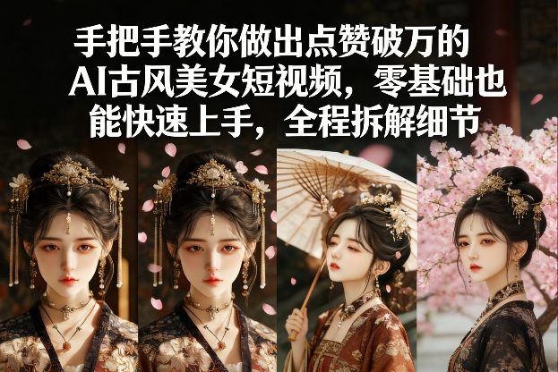 手把手教你做出点赞破万的AI古风美女短视频，零基础也能快速上手，全程拆解细节_02261909