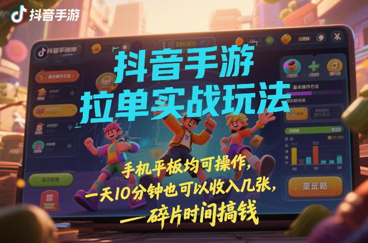 抖音手游拉单实战玩法，手机平板均可操作，一天10分钟也可以收入几张，碎片时间搞钱【揭秘】_02031620