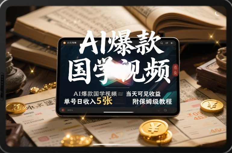 AI爆款国学视频，独家起号方法，小白直接上手，当天可见收益，单号日收入5张+附保姆级教程_02020854