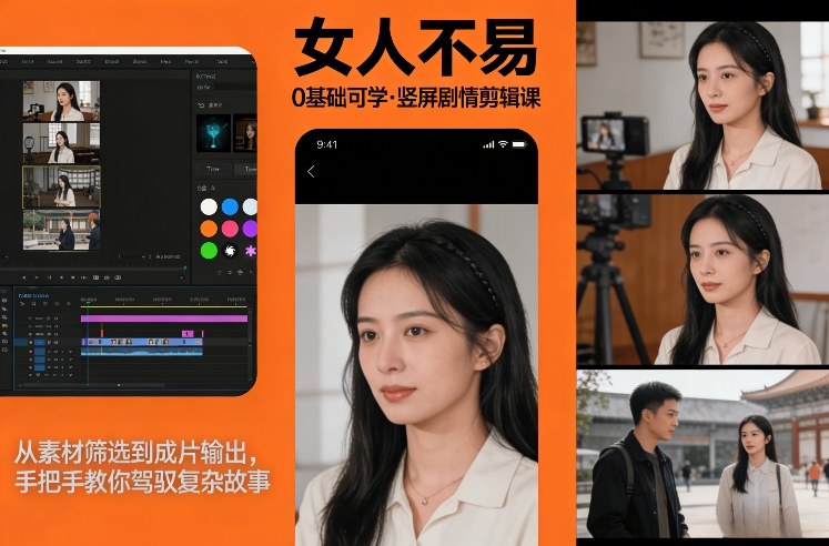 0基础可学！《女人不易》竖屏剧情剪辑课，从素材筛选到成片输出，手把手教你驾驭复杂故事_02041857